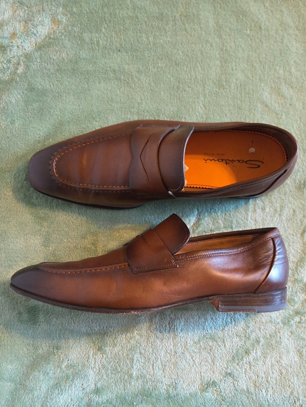 SANTONI Men's Carlo Soft Burnished Leather Penny Loafers